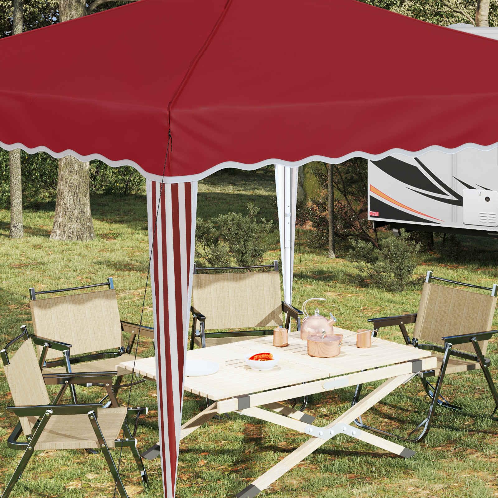 Namiot imprezowy Pop-up bordowy z tkaniny Oxford, 288 x 288 x 245 cm, z ochroną UV i odporną na warunki atmosferyczne metalową ramą, do ogrodu, na taras, kemping i imprezy