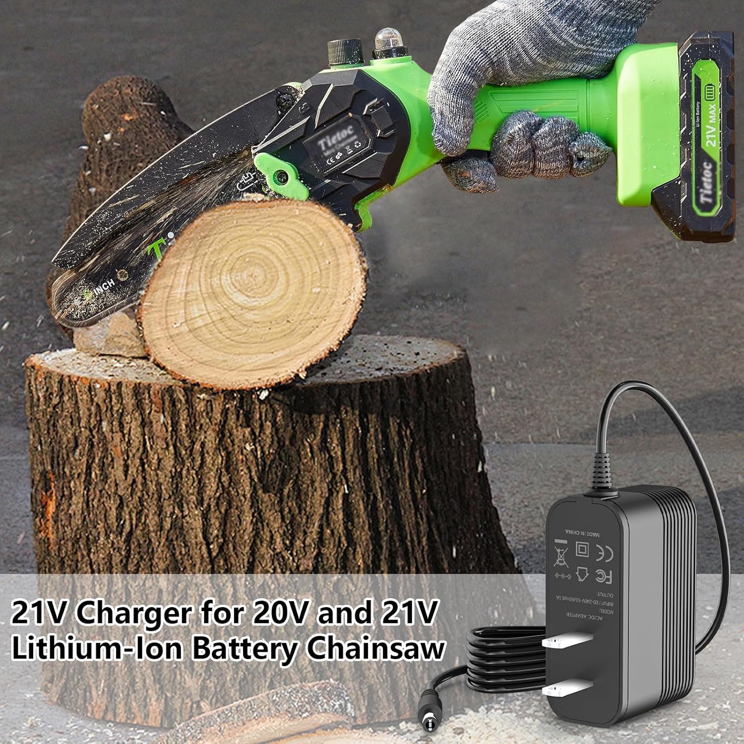 21V Charger for Lithium Battery Mini Chainsaw Compatible with Mini Chainsaw, Leaf Blower, Hedge Trimmer 20V / 21V Lithium Battery Adapter Charger. Universal - Image 7