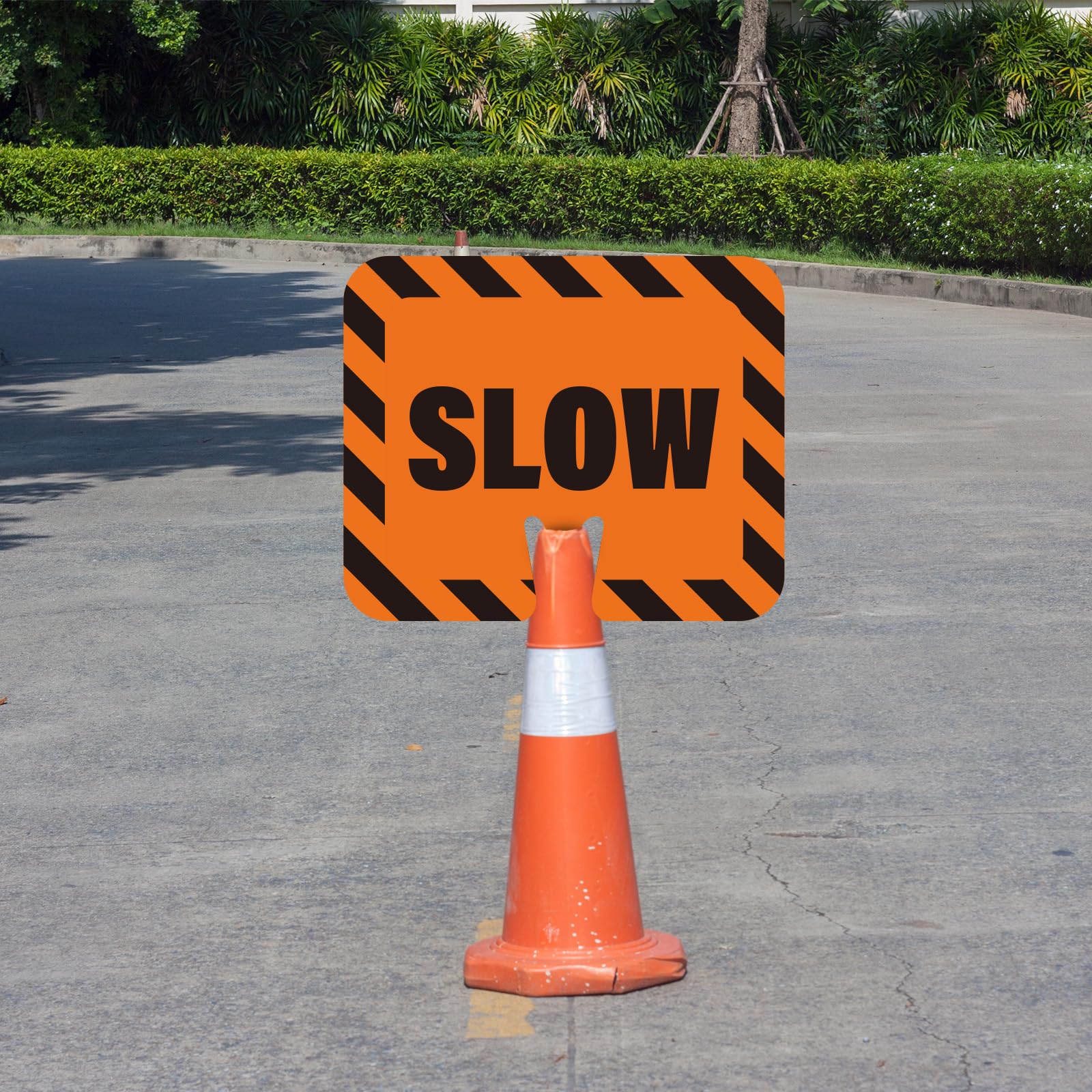 4pcs Slow Signs for Traffic Safety Cone 12.6x10.4" Waterproof — Amazon image 3