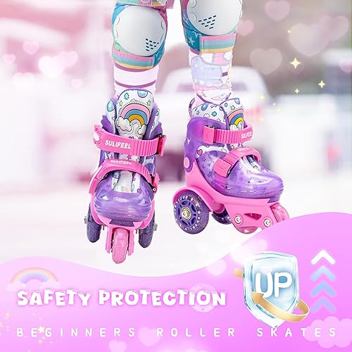 Miniatura 8 de SULIFEEL Patines ajustables para niñas y niños, divertidas ruedas iluminadoras con luz flash tipo equilibrio de tres puntos, adecuado para