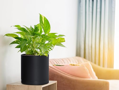 Miniatura 66 de D'vine Dev Paquete de 4 macetas de plástico modernas de 4 pulgadas, pequeñas macetas de jardín para plantas con agujeros de drenaje y platillos