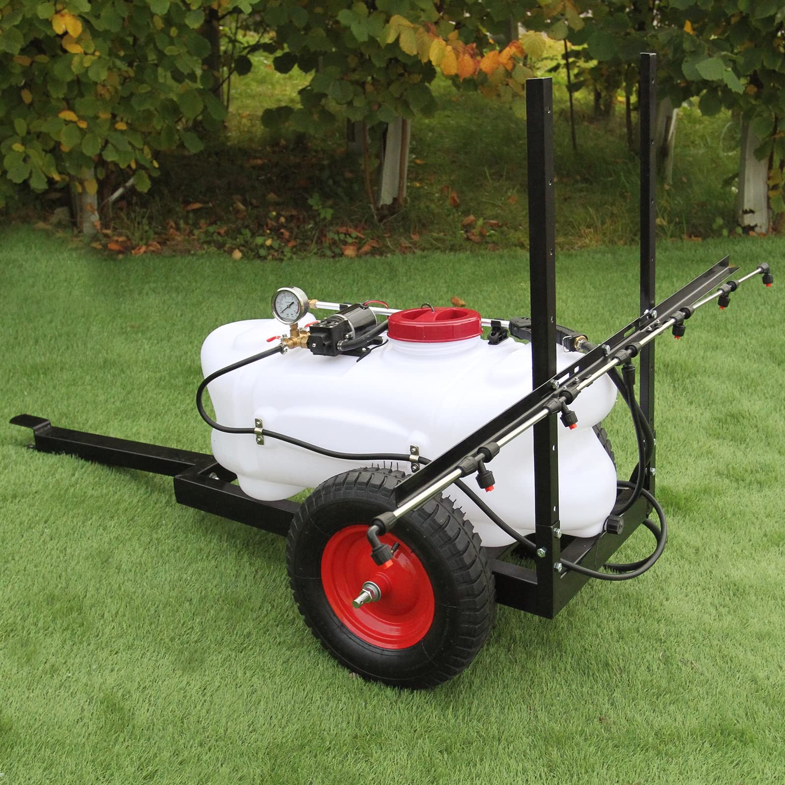 Pulverizador ATV Remolque 12V Tanque 100L Presión 9 Bar Granja Agrícola Tanque Jardín Esparcidor Pesticida Herbicida Fertilizante Abono Líquido Desinfectante Rociador Malas Hierbas + Fijaciones