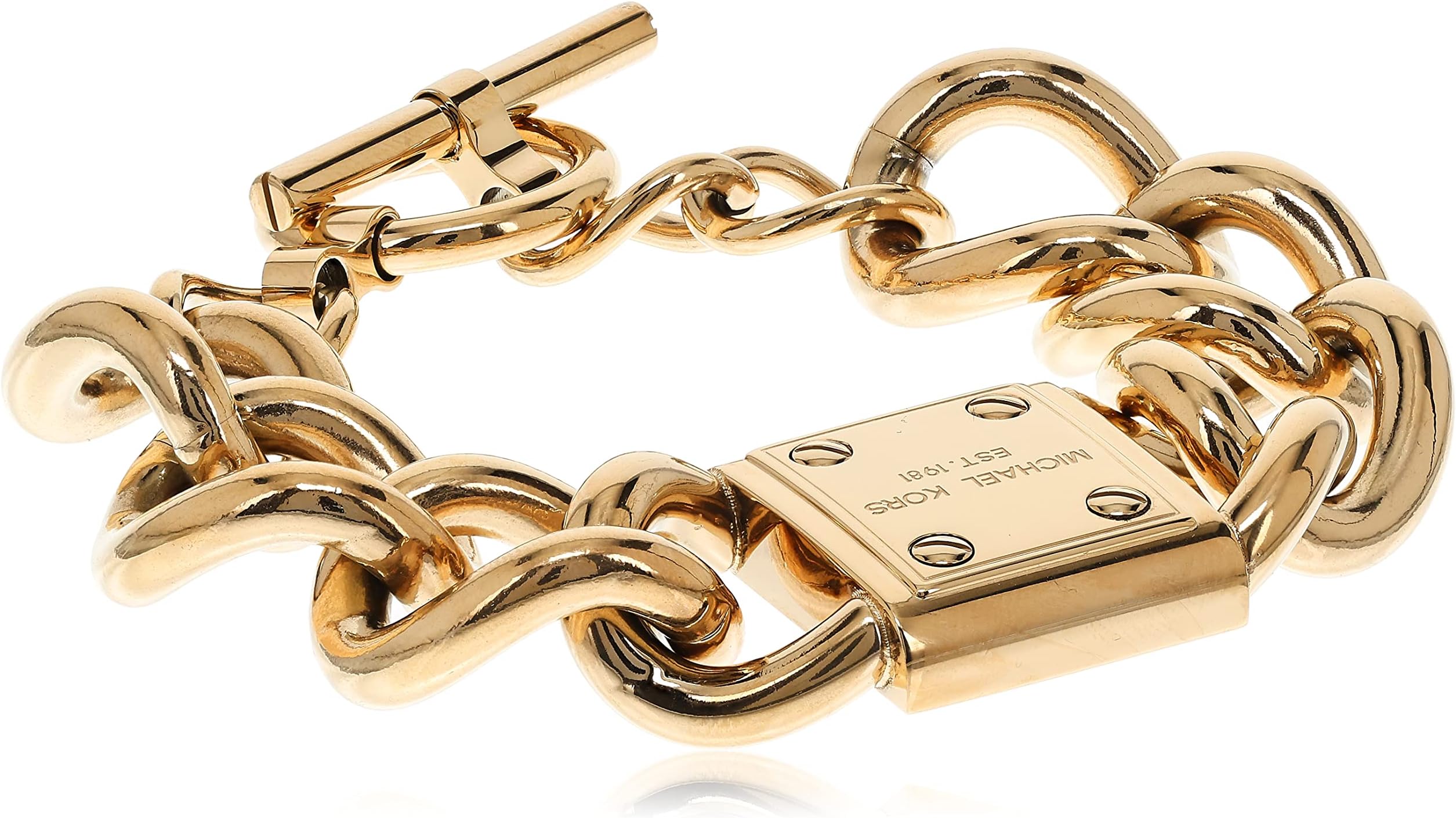 Michael Kors Women Michael Kors Mkj3722710 Stone Chain Link & Padlock Toggle Women's Bracelet, Rose Gold, One Size
