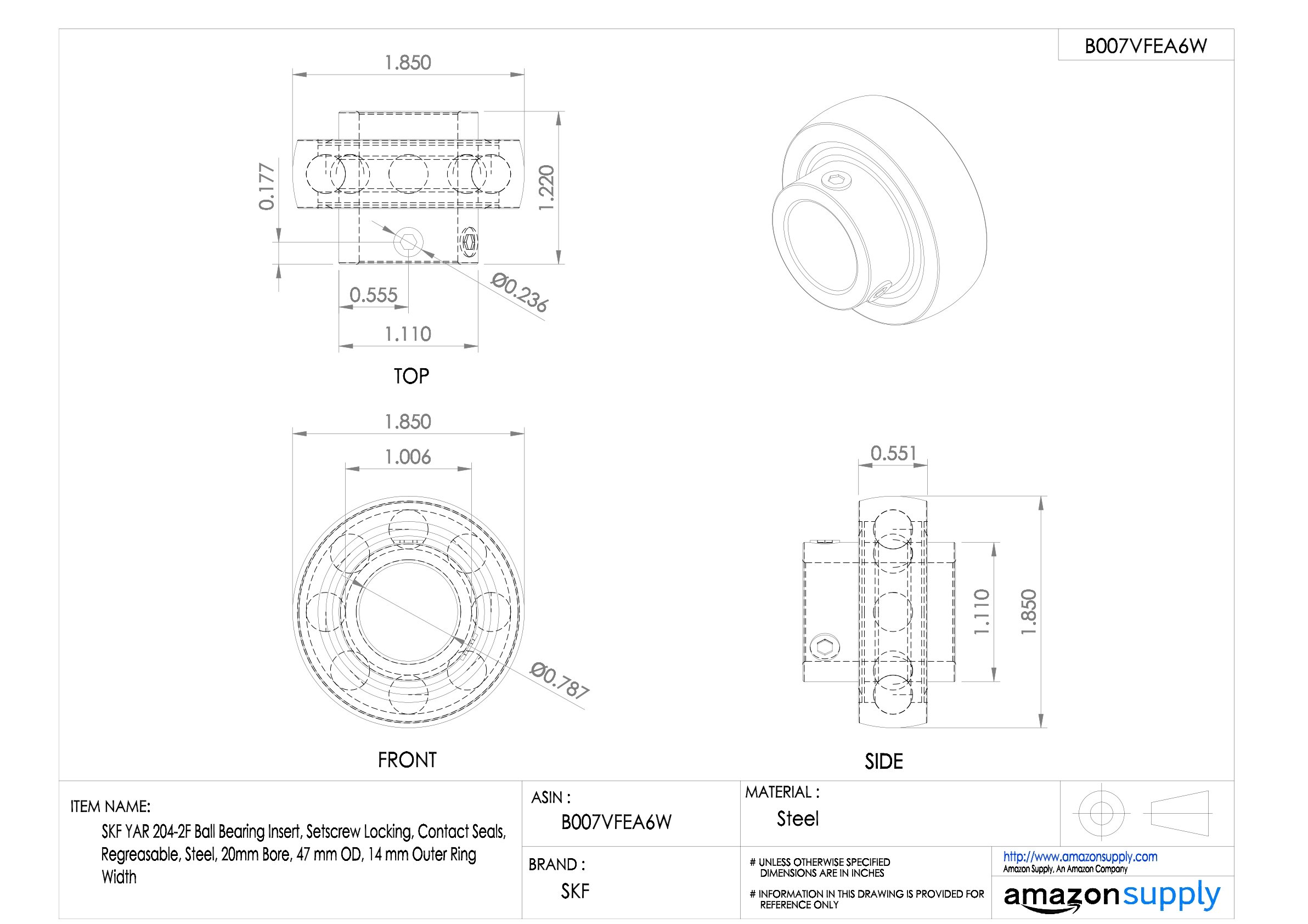 SKF YAR 204-2F Lagerung, nur für Lagerung, Stahl