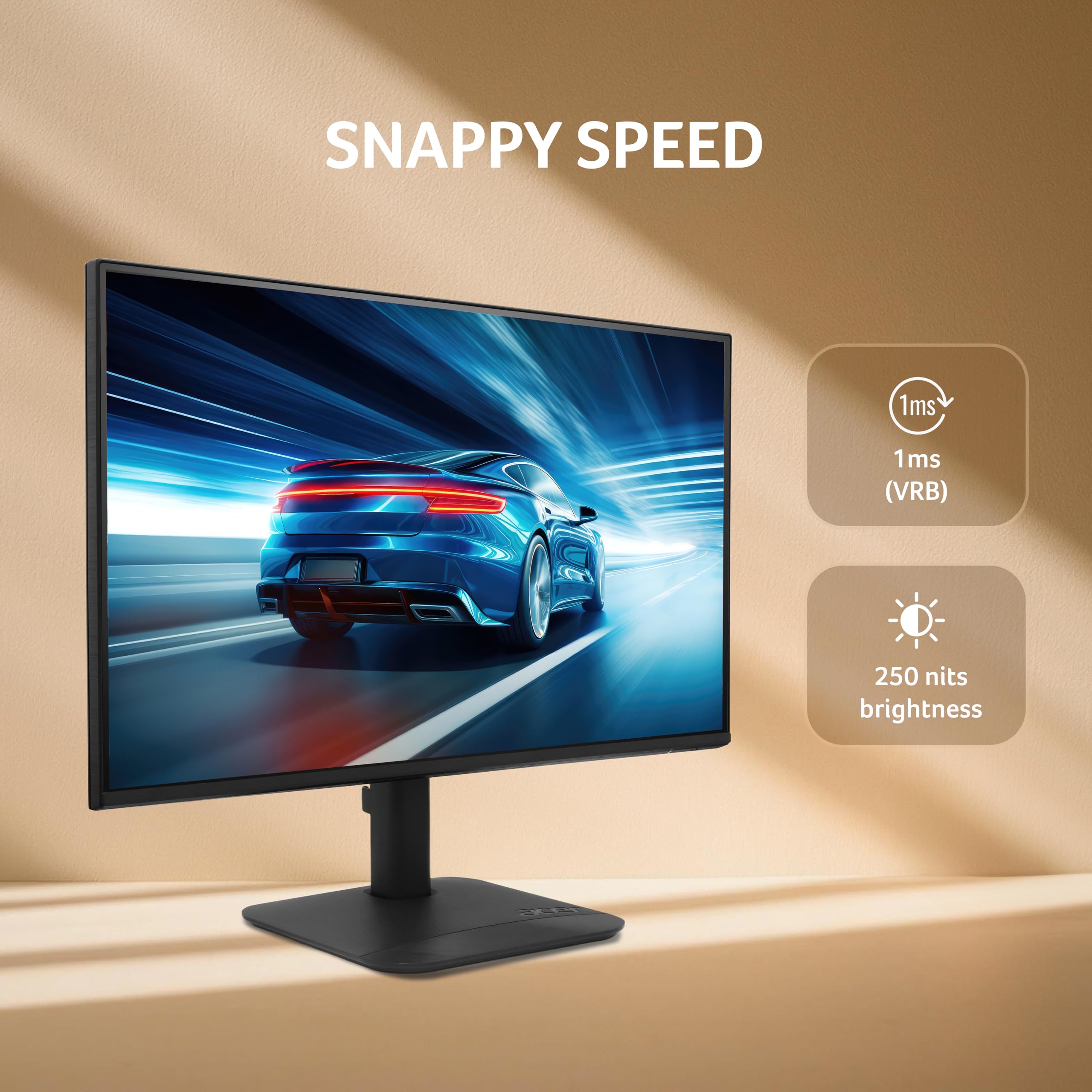 Acer KA270 P6 27 Inch IPS Full HD Backlit LED Monitor I 144Hz Refresh Rate, 1MS VRB, AMD FreeSync I 99% sRGB I 1 x VGA 1 x HDMI with Inbox HDMI Cable I Zero Frame Design I Eye Care I Stereo Speakers — Amazon image 7