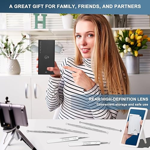 Miniatura 6 de Pinzas profesionales para eliminar puntos negros, juego de 6 herramientas de acero inoxidable para extractor de acné con estuche de almacenamiento