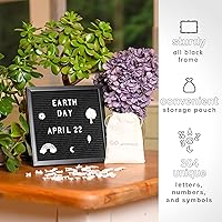 Vista 7 de Black Felt Letter Board 10"x10" Black Wooden Frame with White Letters Changeable Sign Boards for Home Decor Baby Announcement Letterboard With Stand