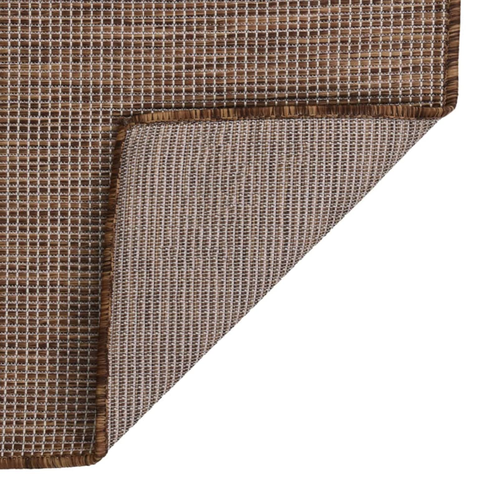 Dywan zewnętrzny z płaskim splotem 80 x 250 cm brązowy, zmywalny dywanik zewnętrzny, odporny na warunki atmosferyczne i promieniowanie UV, do balkonu, tarasu-340786