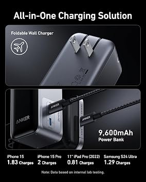 بنك الطاقة Anker Prime، حزمة بطارية 9600 مللي أمبير مع مخرج 65 وات وشاحن ANKER المحمول، بنك طاقة 10000 مللي أمبير 30 وات،