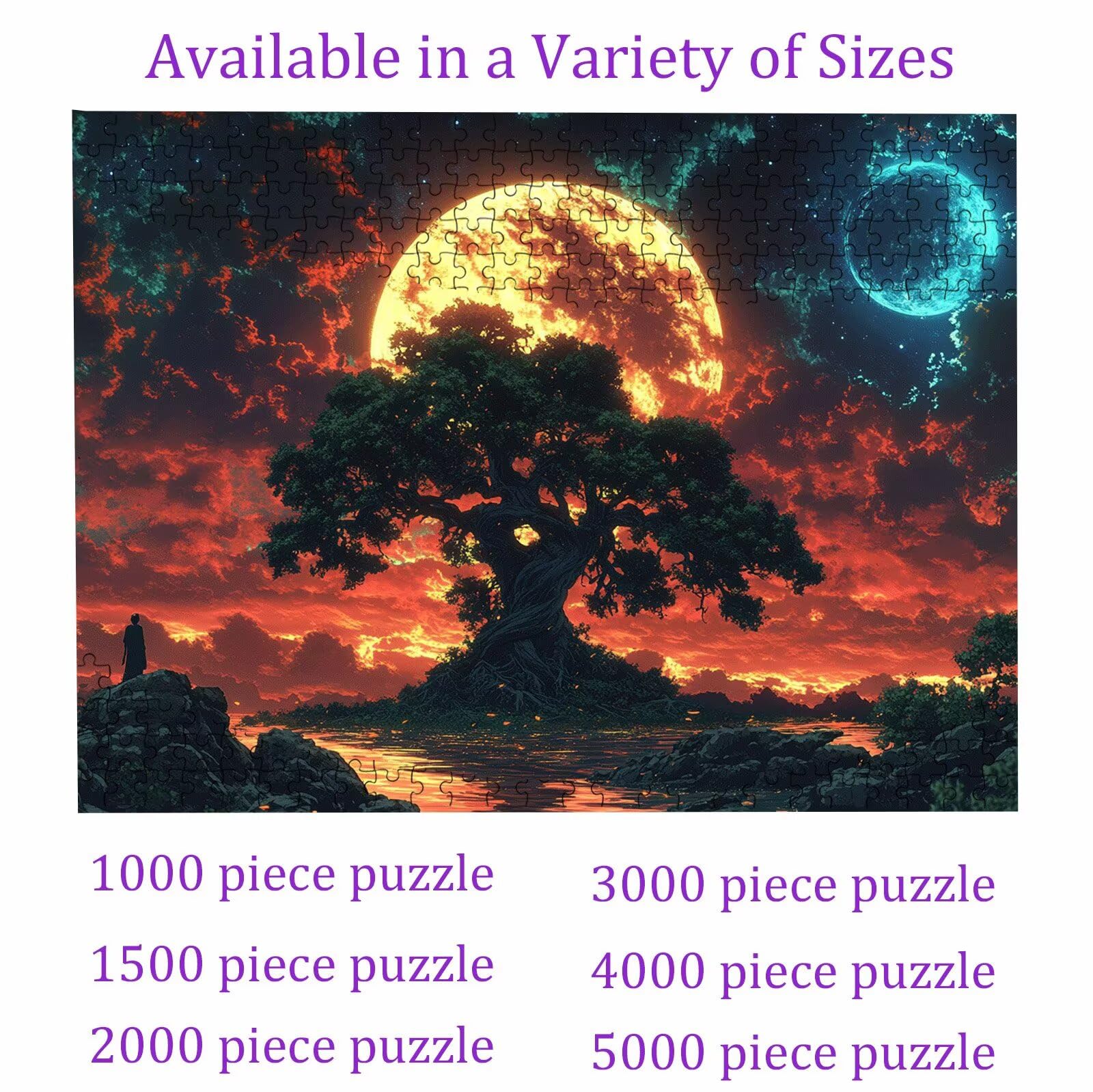 Puzzle 1500 elementów, 1500 elementów, dla dorosłych, księżyc, drzewo (4), drewniane puzzle, zestaw "zrób to sam" dla dorosłych, gruby materiał i idealne uzębienia, powierzchnia bez odbicia, puzzle