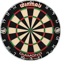 Winmau Alvo de dardos Diamond Plus Tournament com Bullseye sem grampos para pontuações mais altas e menos balanços
