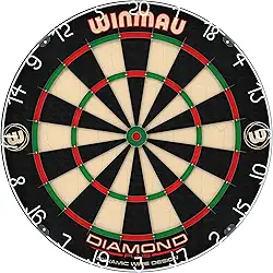 Winmau Alvo de dardos Diamond Plus Tournament com Bullseye sem grampos para pontuações mais altas e menos balanços