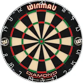 Winmau Alvo de dardos Diamond Plus Tournament com Bullseye sem grampos para pontuações mais altas e menos balanços