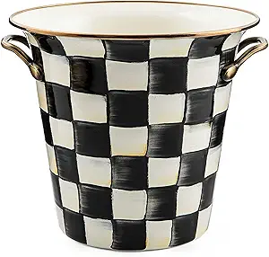 MACKENZIE-CHILDS Wine Cooler, Champagne and Wine Bucket, Ice Bucket, Black-and-White Courtly Check