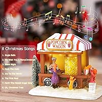 Vista 5 de Casas de Pueblo de Navidad con Luces LED Iluminadas, Casa de Ratón de Palomitas de Maíz Multicolor para Decoración del Hogar