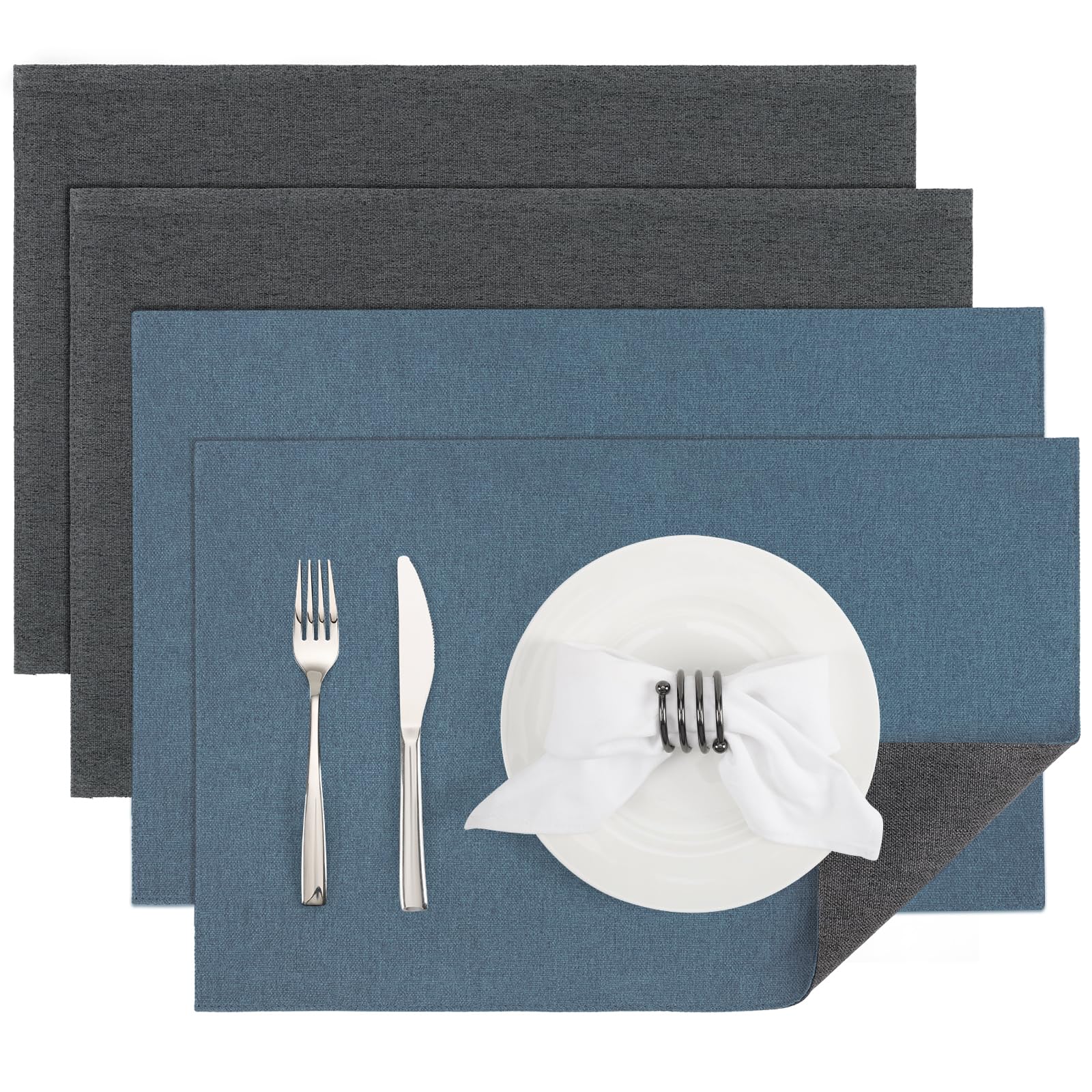 Banchif Platzsets Leinenimitat Tischsets Abwaschbar Tischsets Doppelseitigen Platzsets Stoff Platzdecken maschinenwaschbar 30 x 45 cm