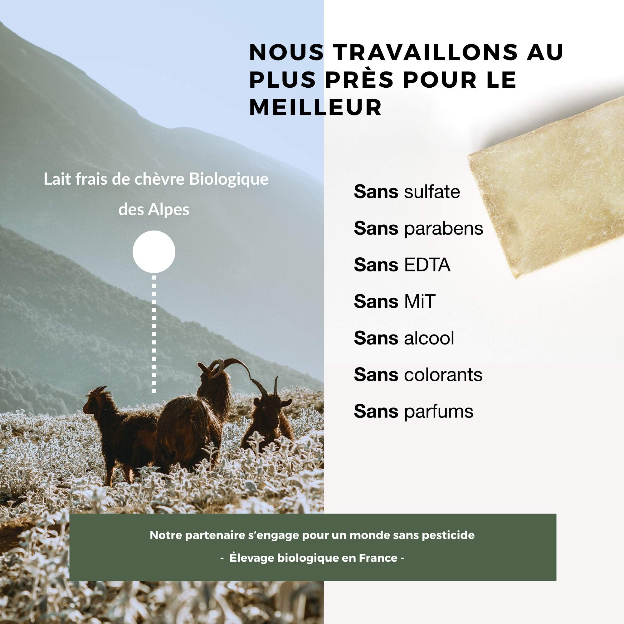 Savon au lait de chèvre frais Bio - Fabrication Française - Peaux ultra sensible type eczémas, psoriasis ou acné - Lot de 2 (2x100g)