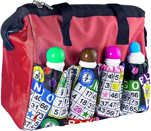 Miniatura 9 de Versátil bolsa grande de bingo Daubers  8 bolsillos  Accesorios de bingo y estuche de maquillaje  Bolsa de transporte con cremallera para regalos