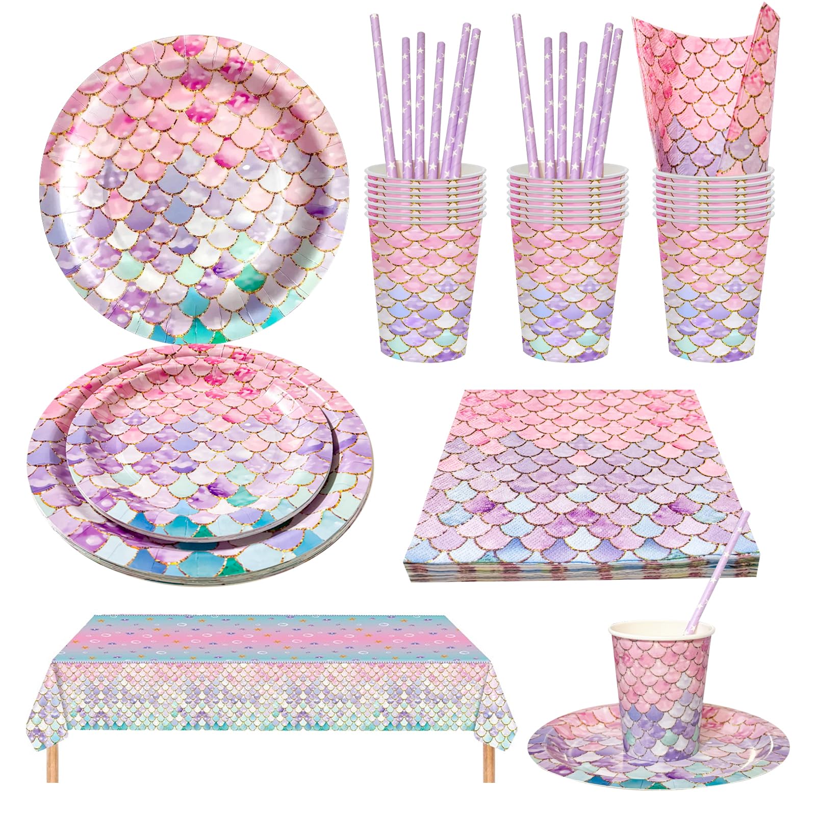 Décoration anniversaire sirène kit complet sans vaisselle à laver avec assiettes et gobelets