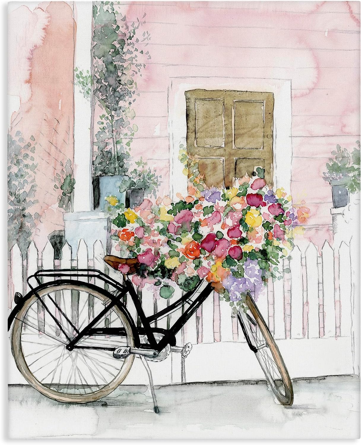 Stupell Industries 'Watercolor Bicycle Bouquet'| Canvas Art