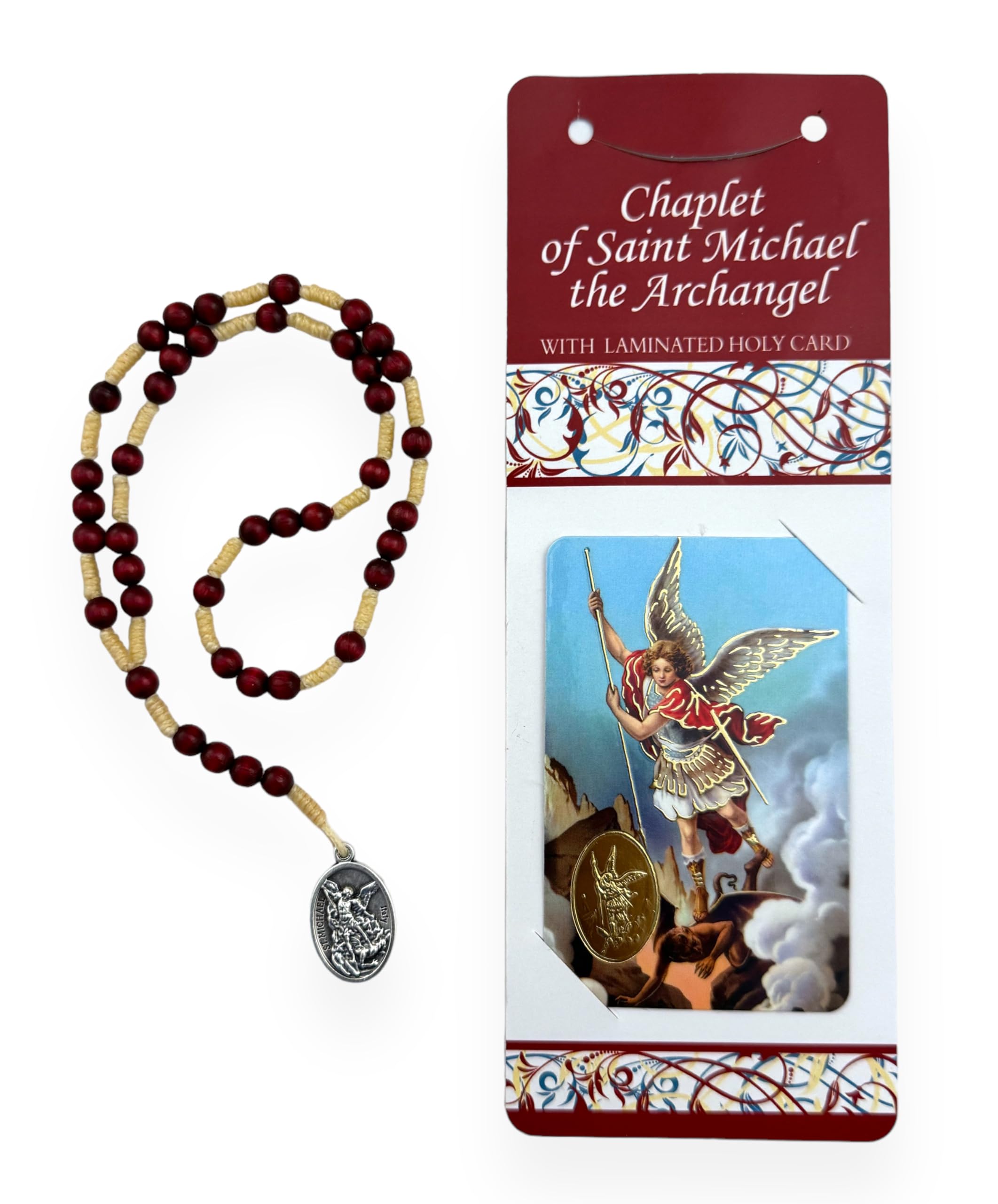 Gigi's Classy Kids Italian Saint Michael Archangel Chaplet Laminated Prayer Card Rosary Coronilla San Miguel Arcangel Español