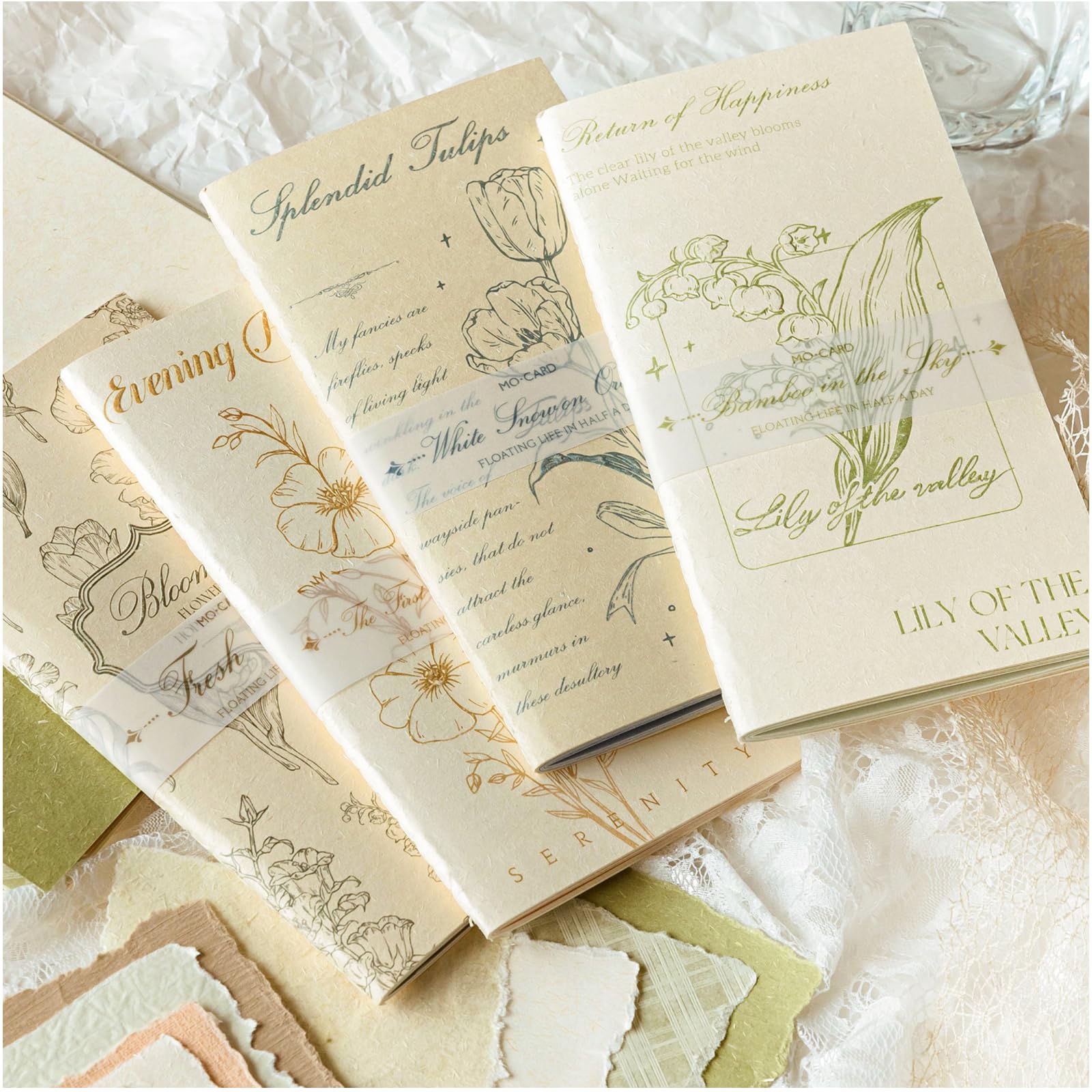 Diuhofart 80 Sheets Textured Scrapbook Paper Set, 4 Pack Speciality Paper Collage Scrap Books for Junk Journaling Supplies, Scrapbooking, Cardstock, Embossed, Card Making