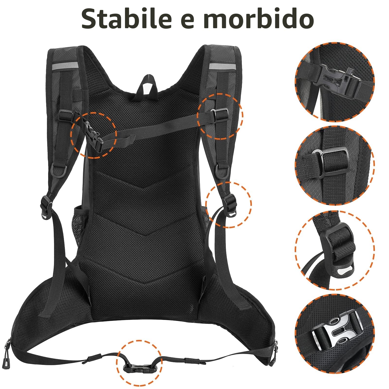 Zaino bici MTB escursione 15L – Leggero e Versatile per Ciclismo, Escursionismo, Running e Trekking – Zaino Idratazione per Sport all'Aria Aperta