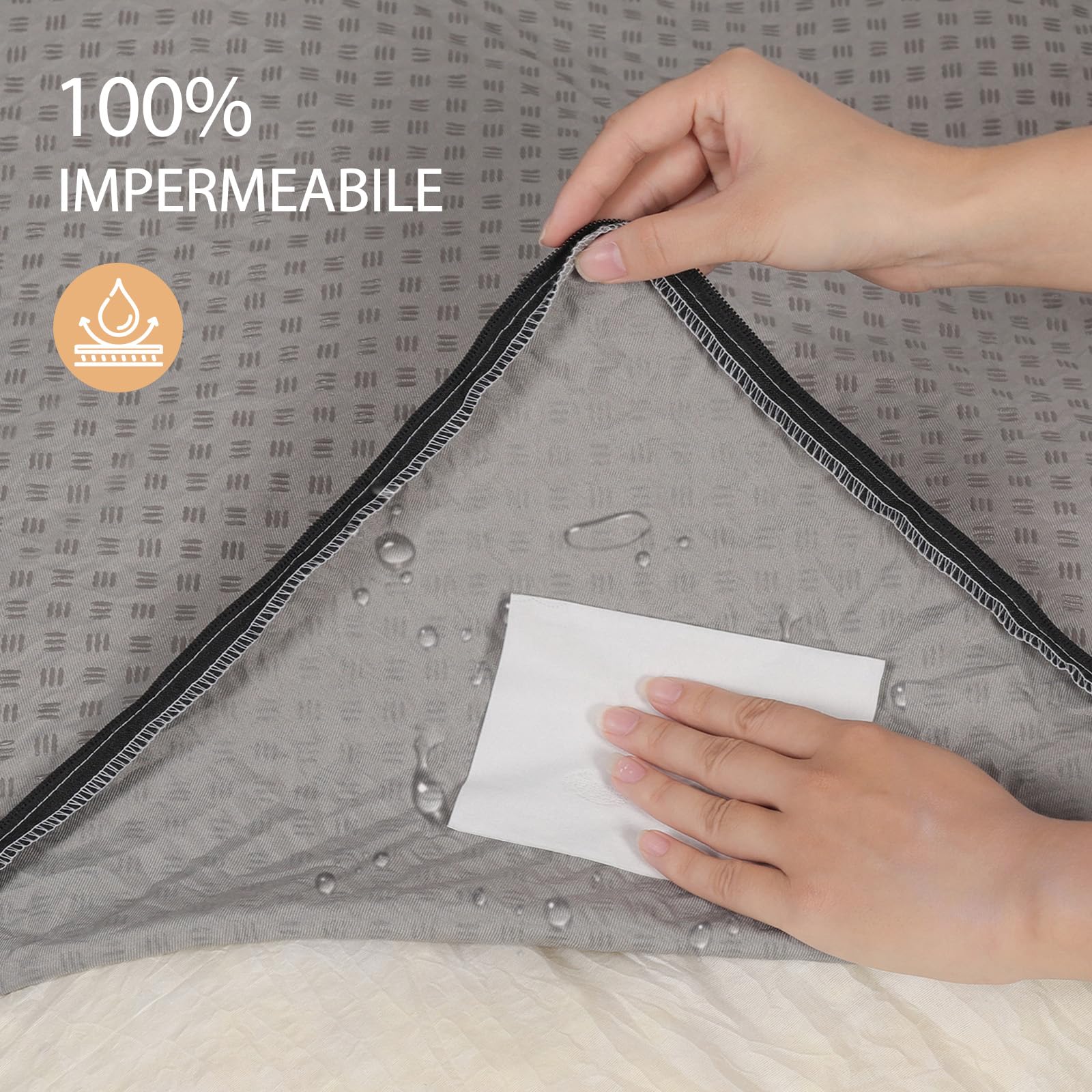 Cuccia Cane Grande：Cuccia Cane Interno Sfoderabile E Lavabile Pelo Finto Coniglio -Fodera 100% impermeabile - Base Antiscivolo - Ideale per Gabbie E Casa Grigio (97 x 70 x 13 cm)