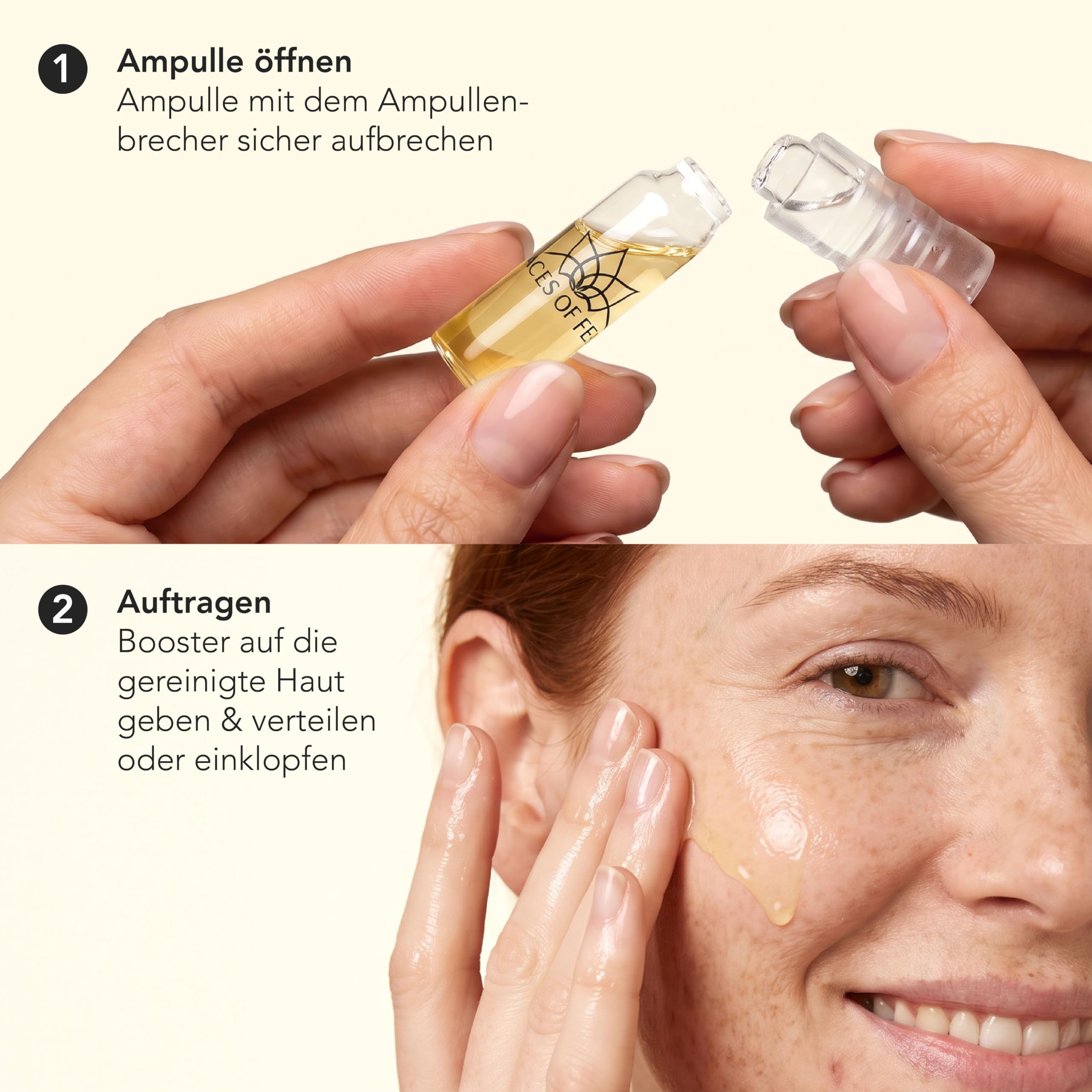 Vitamin C Booster FACES OF FEY - 30x1,3ml Ampullen mit 20% Vitamin C & Hyaluron - Dermaroller & Microneedling Serum fürs Gesicht - für ebenmäßigen Teint, gegen Pigmentflecken & Pickelmale, vegan