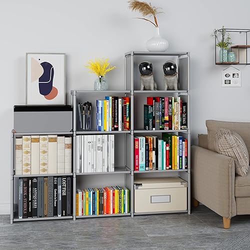 Miniatura 2 de Estante de almacenamiento cuadrado de plástico con 9 cubos, armario de pared de bricolaje, adecuado para dormitorio, sala de estar, oficina, cocina,