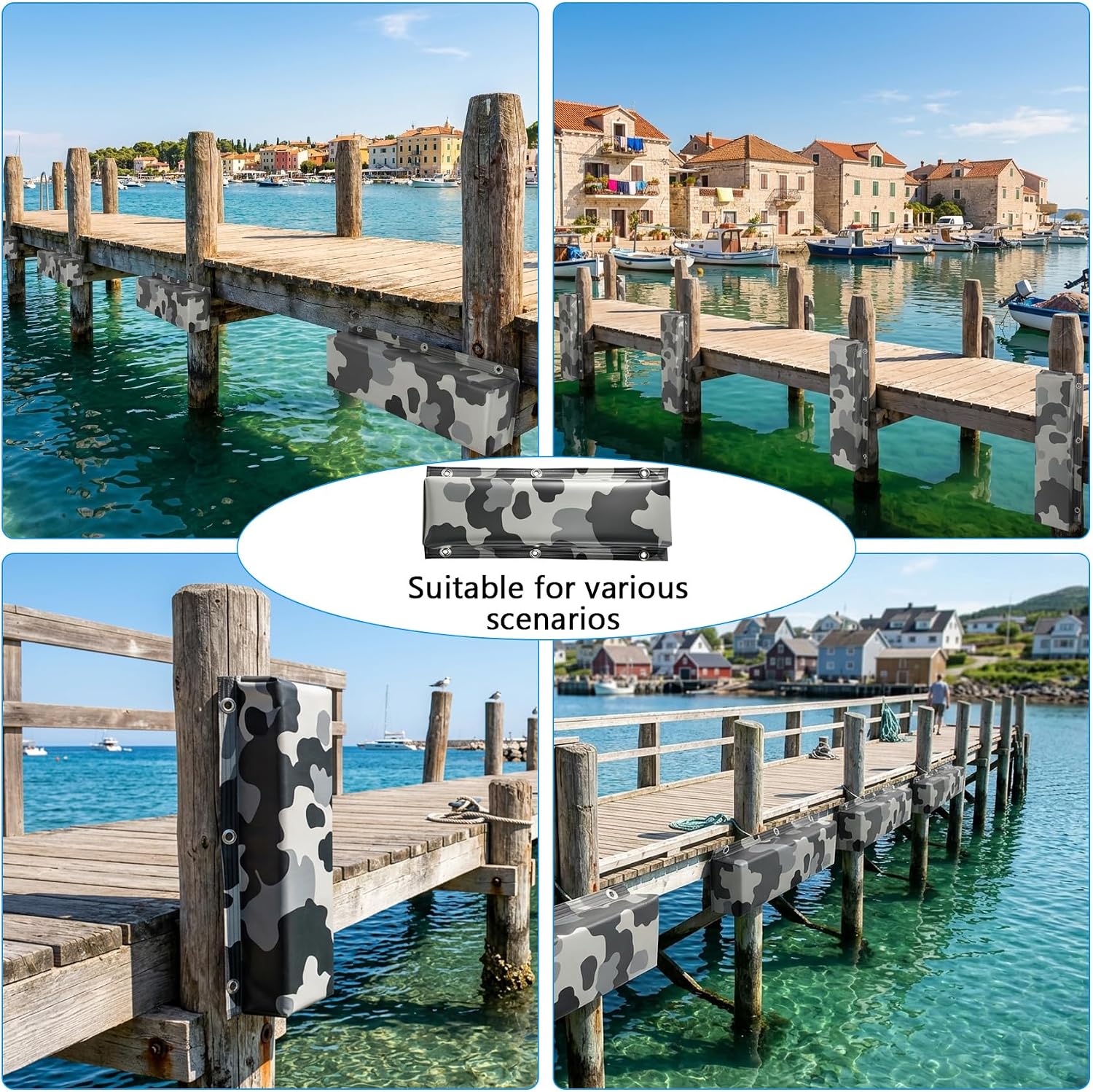 Boat Dock Bumpers, 17" Dock Bumpers Dock Edge, Dock Fenders Bumpers, Boat Dock Bumper Guards for Dock Edge, Piling, Horizontal Deck, Vertical Poles, or Pier Fenders, 2 Pack, Camouflage Gray