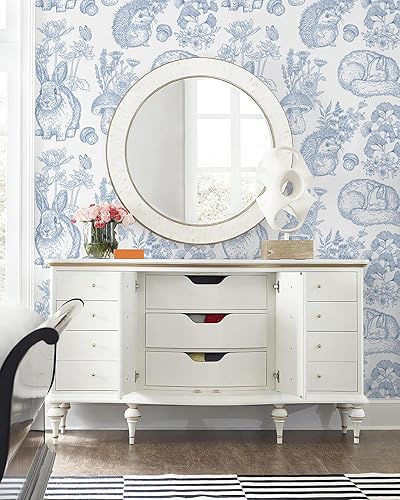 Miniatura 5 de Hopepak Papel tapiz de 17.3 x 394 pulgadas, papel tapiz floral azul y blanco, autoadhesivo, extraíble, impermeable, papel de contacto para