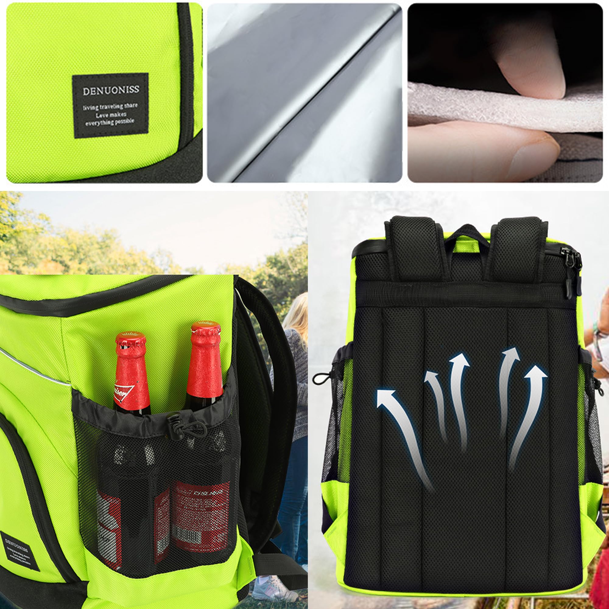 Zaino Pic Nic Termico Borsa Frigo 30L Borsa Termica da Viaggio Portatile per Picnic, Campeggio e Spiaggia (Nero)