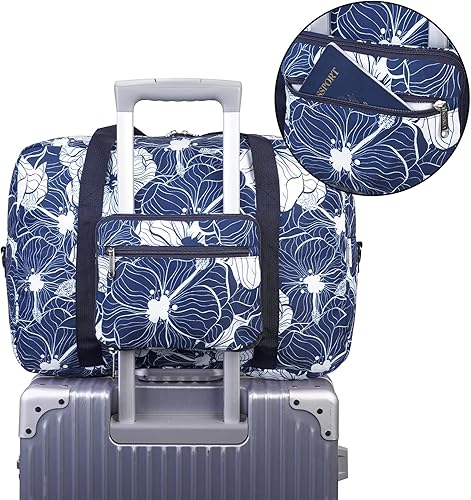 Miniatura 4 de For Spirit Airlines - Bolsa de viaje plegable para mujeres y niñas, Loto azul (con correa de hombro)