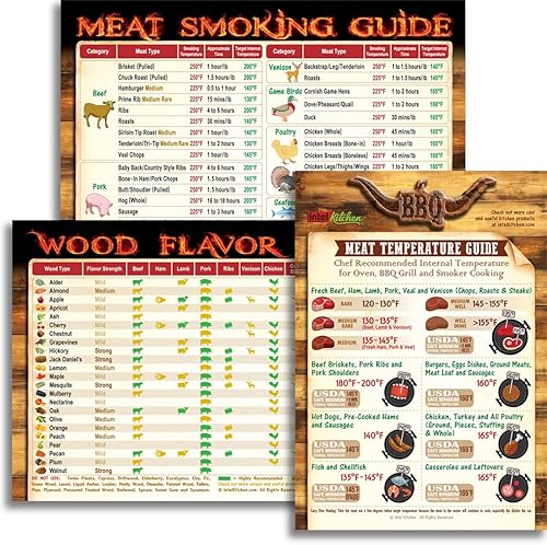 Juego de regalos definitivos para barbacoa la mejor guía imprescindible para ahumar carne con 47 tipos de carne + guía de sabor de madera + tabla de