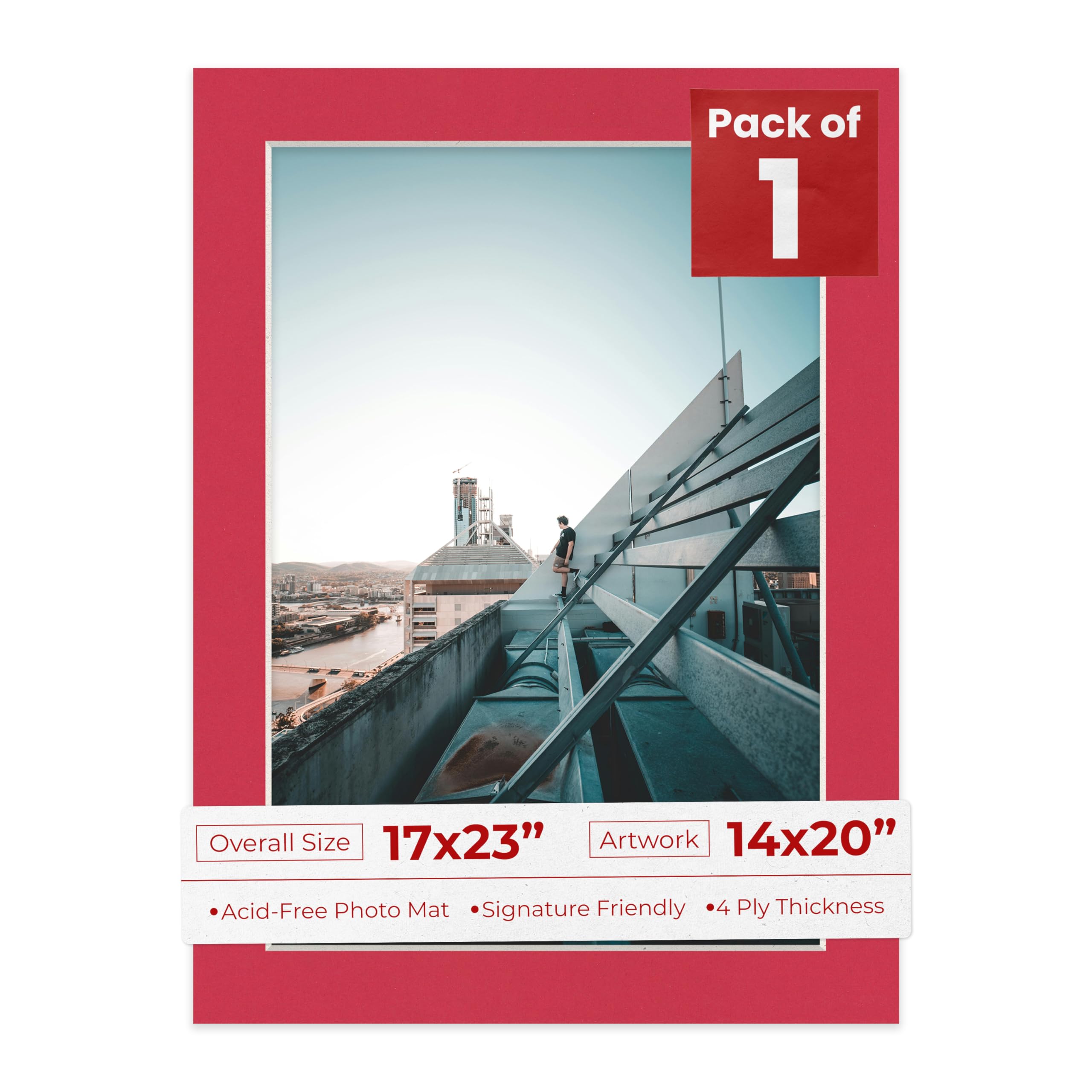 17x23 Mat Bevel Cut for 14x20 Photos - Acid Free Deep Red Precut Matboard - For Pictures, Photos, Framing - 4-ply Thickness-image-44