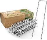 GardenGloss® Garden Pegs Stakes Made of Anti-Rust Steel (50 Pack) - 6″ Length, 1″ Width, Ø 0.12″ - Strong Ground Pegs for Membrane, Fence & Camping - 1