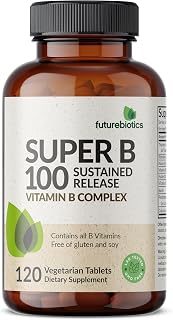 Futurebiotics Super B 100 Sustained Release Vitamin B Complex Non-GMO, 120 Vegetarian Tablets