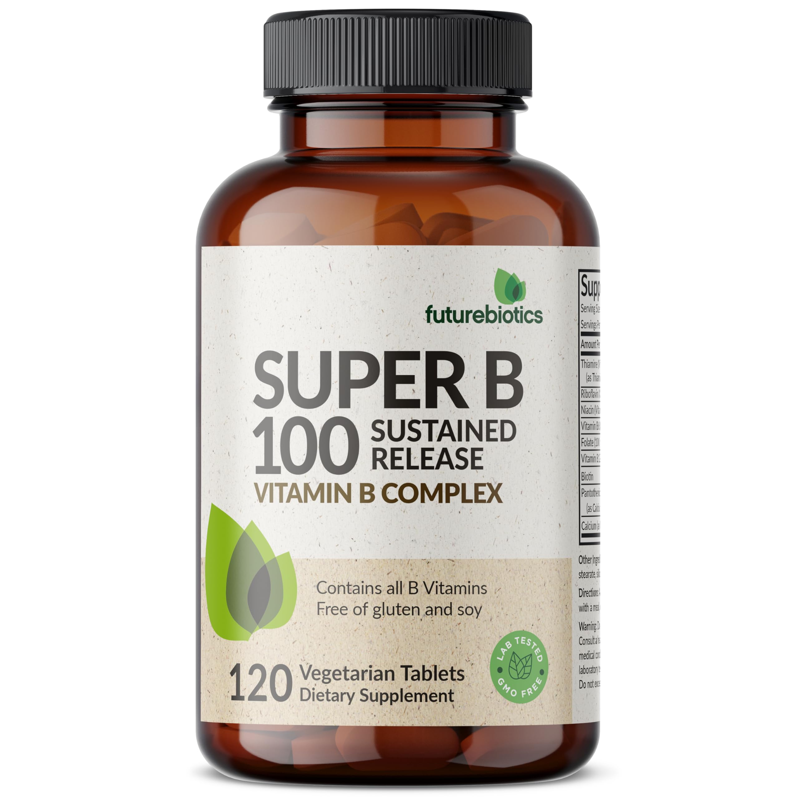 Futurebiotics Super B 100 Sustained Release Vitamin B Complex Non-GMO, 120 Vegetarian Tablets — Amazon image 6