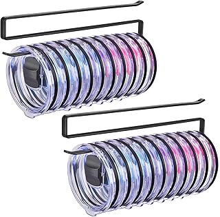 2Pack Tumbler Lid Organizer, Kitchen Space-Saving Cup Holder, Organizers for Under Cabinet Storage, No Glue or Drilling Required (Black)