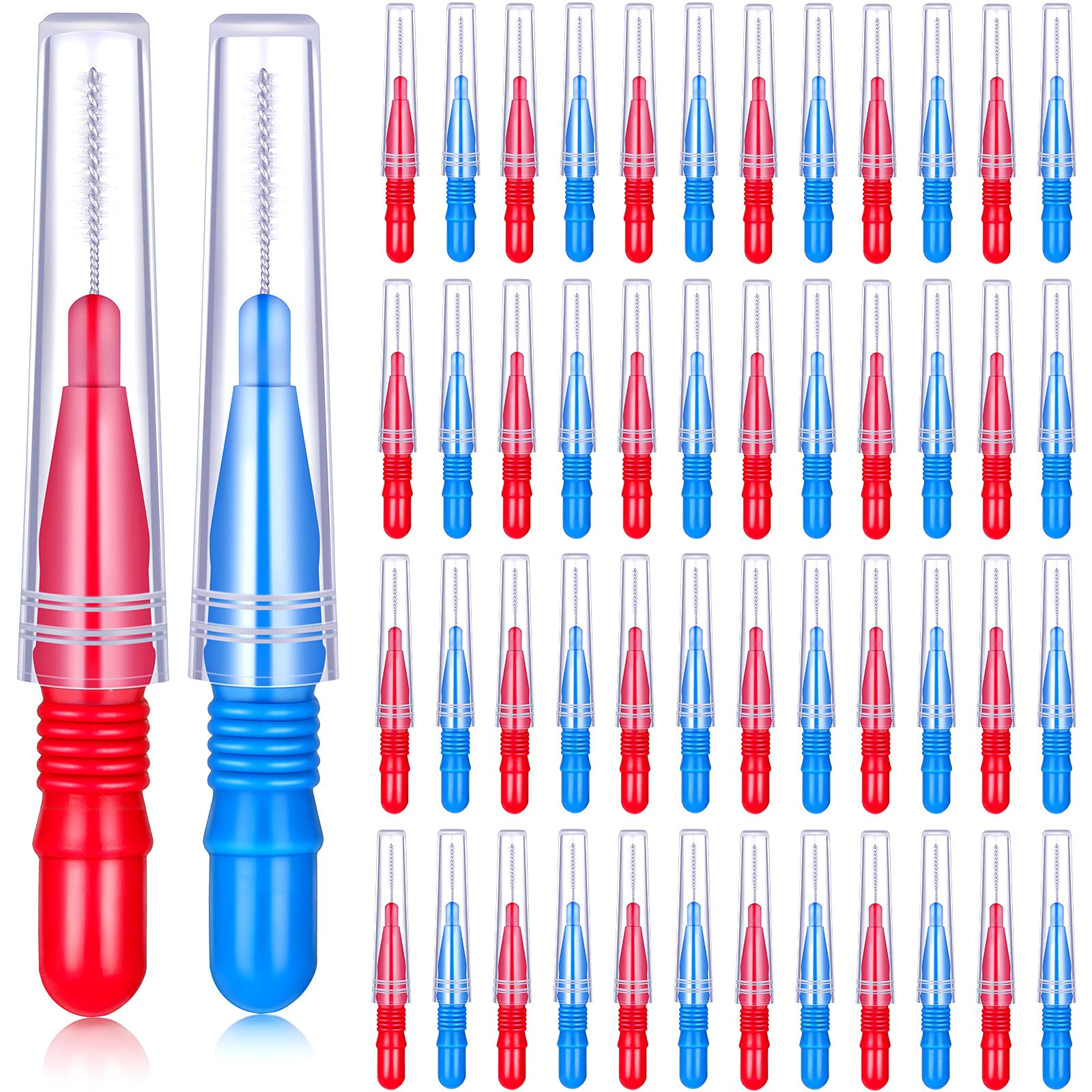 Patelai 50 Counts Braces Brush for Cleaner Interdental Brush Toothpick Dental Tooth Flossing Head Oral Dental Hygiene Flosser Toothpick Cleaners Tooth