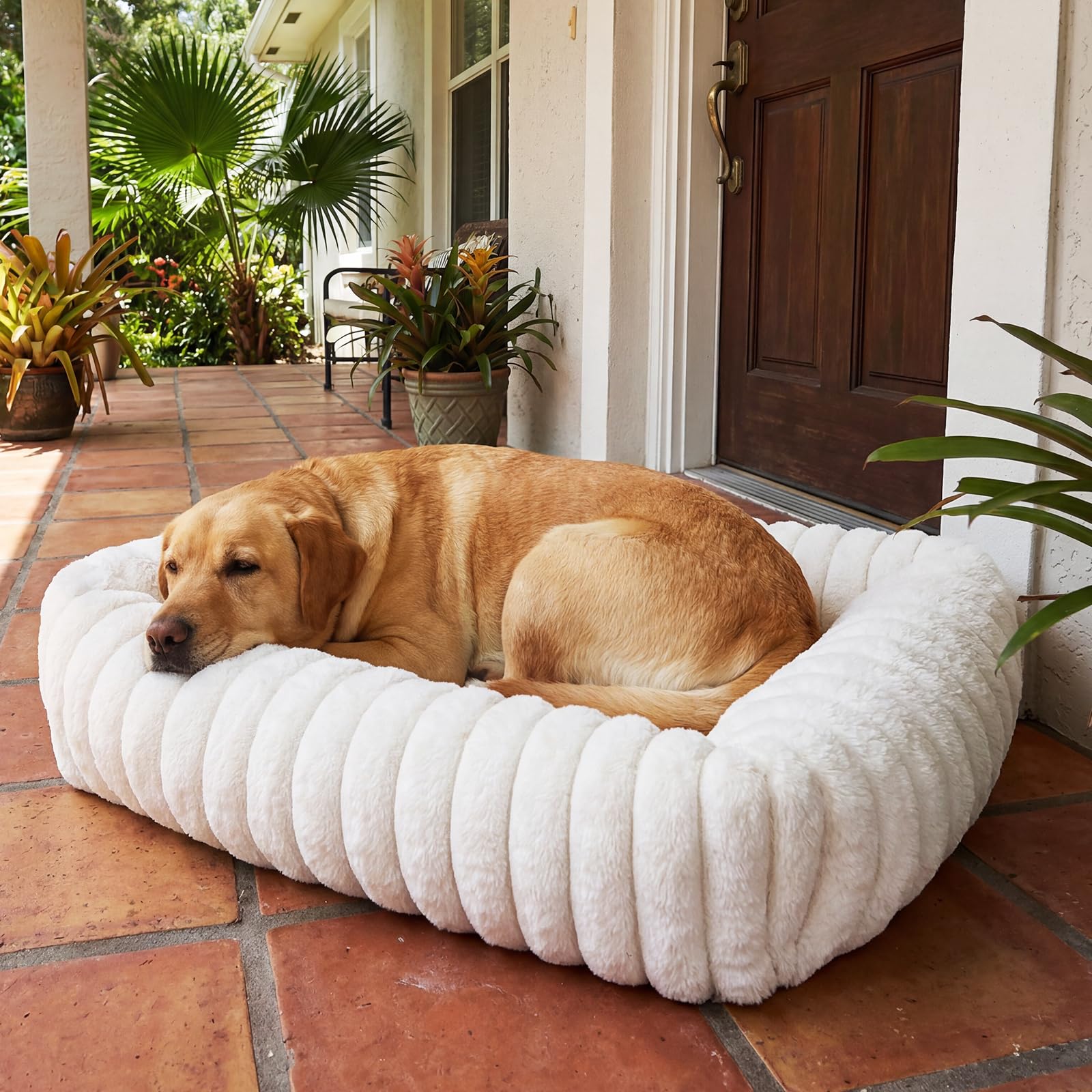 Dog Beds Large Sized Dog, Washable Self Warming Dog Cat Bed Rectangle Orthopedic Large Pet Sofa, Super Soft Plush Rabbit Fur Pet Couch Cute Cat Bed with Removable Zipper Cover & Anti-Slip Bottom - image 8