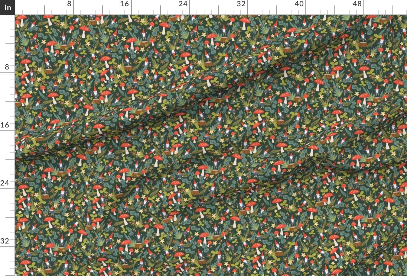 Spoonflower Fabric - Woodland Gnomes Gnome Garden Mushroom Mushrooms Printed on Upholstery Velvet Fabric Fat Quarter - Upholstery Home Decor Bottomweight Apparel