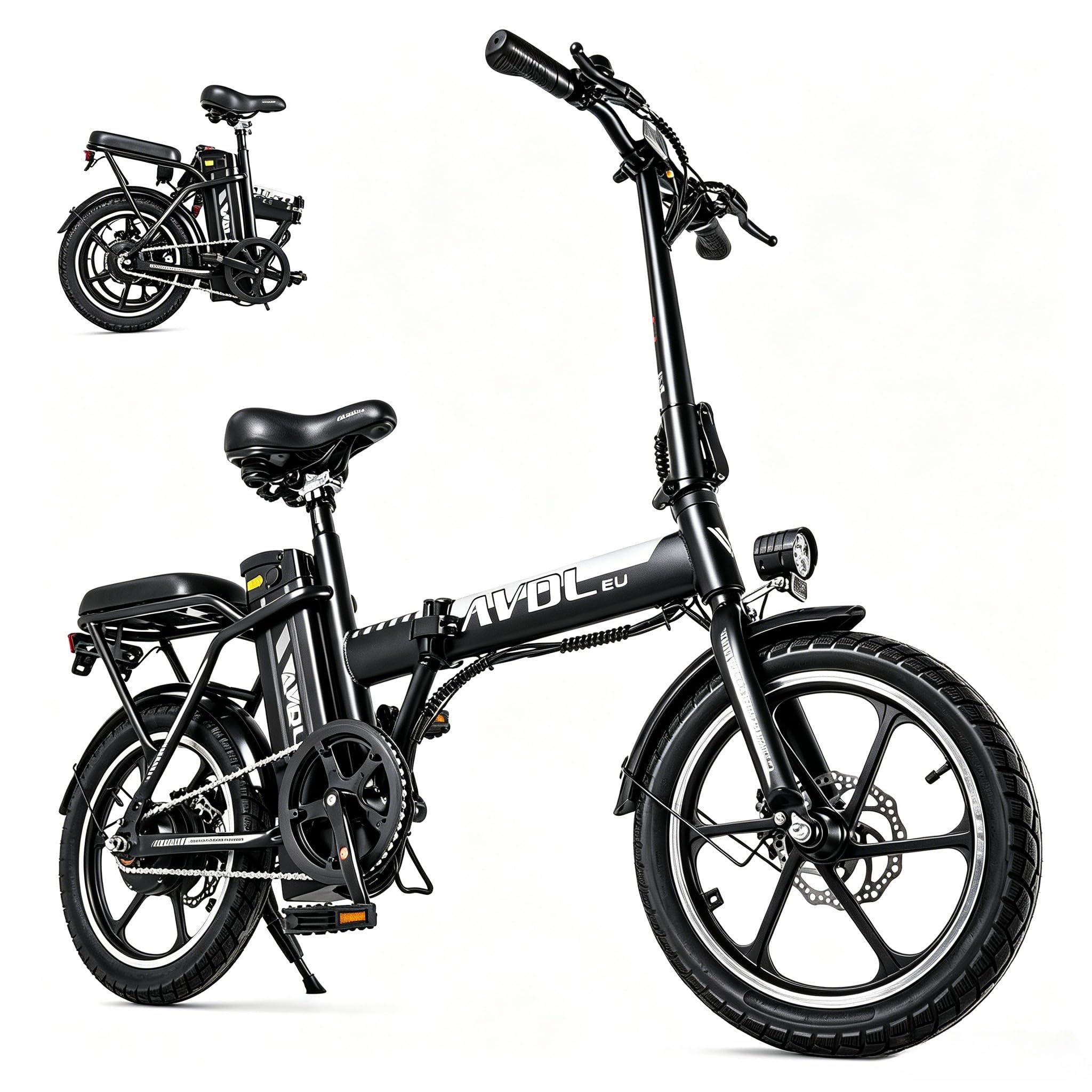 Bici Elettrica Pieghevole 14/16 Pollici Uomo Donna, Ebike con Display LCD, 4 Modalità di Guida, Freni a Disco, Bicicletta Elettrica per Città, Pendolari e Tempo Libero (Nero)