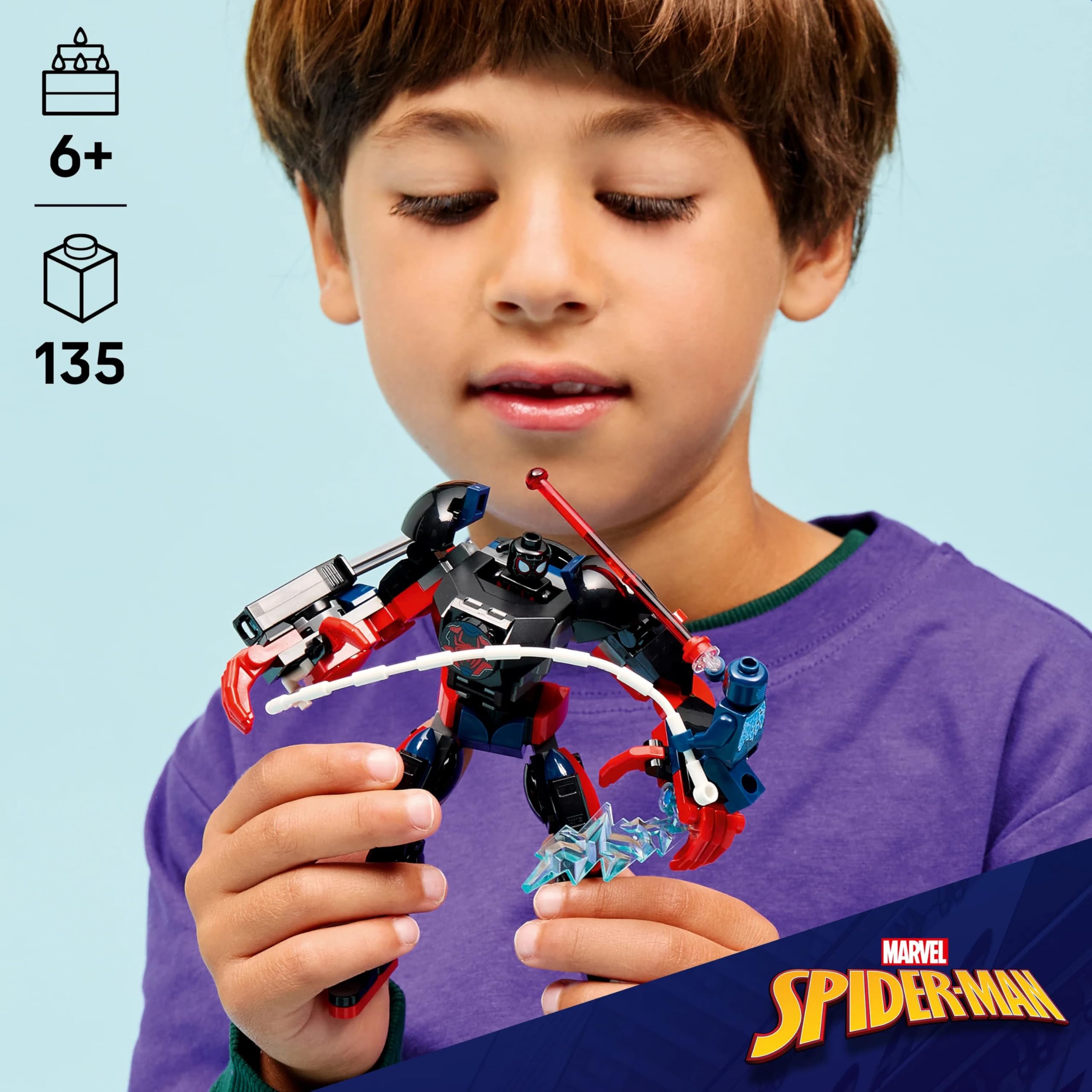 LEGO ǀ Marvel Miles Morales Mech vs. Spider-Man 2099 - Fully Jointed Super Hero Building Toy - 76337 — Amazon image 3