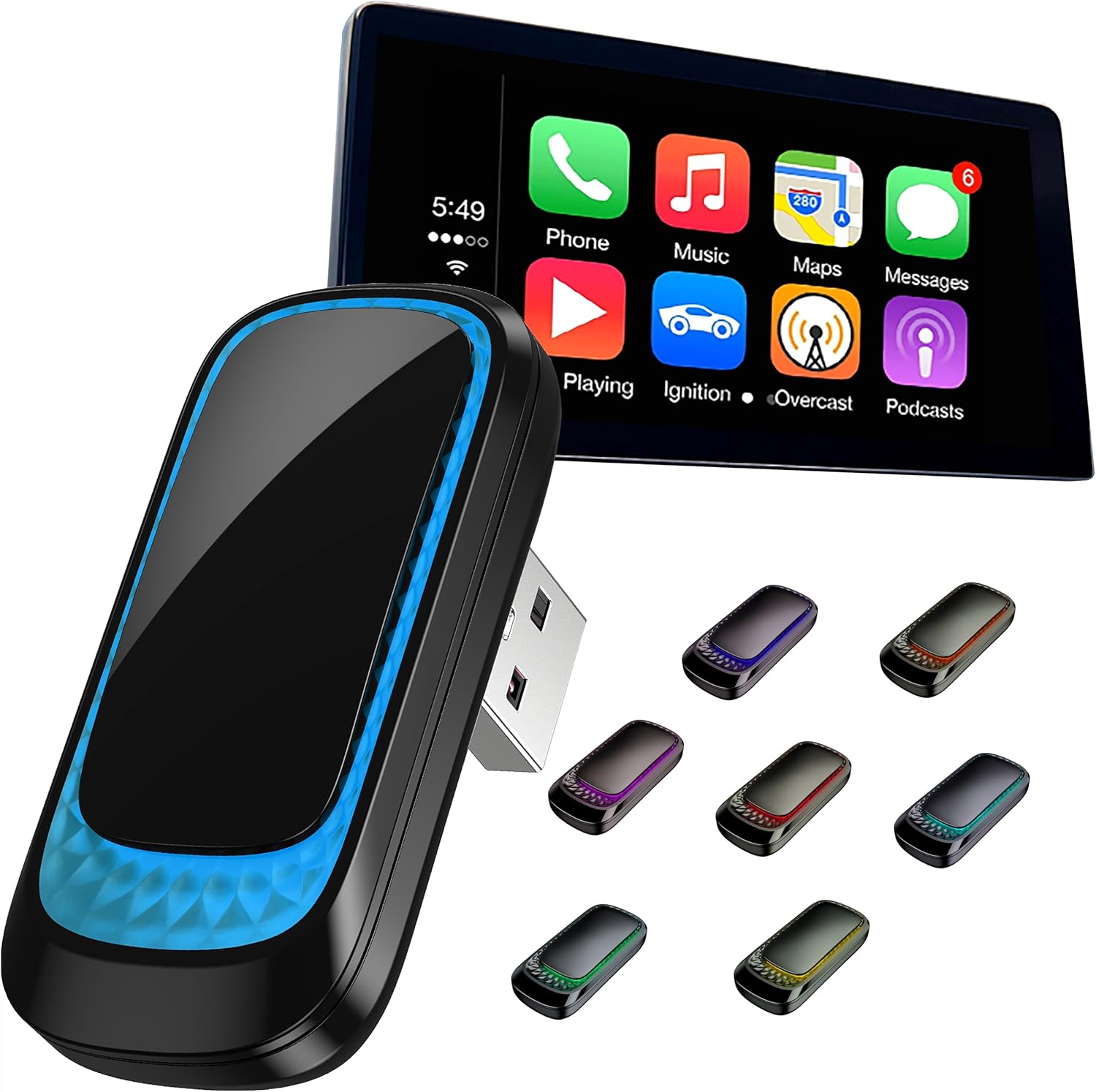 Wireless Carplay Adapter 2024 for Apple Mini USB Bluetooth Car Play for Magic Link for iOS 10+ & 2016-2022 OEM Wired CarPlay Enabled Cars