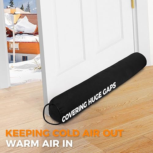 Miniatura 4 de TORRAMI Topes para debajo de la puerta de 32 pulgadas, bloque de corriente triangular pesado para aire fríovientobrisa, bloqueador de ruido para