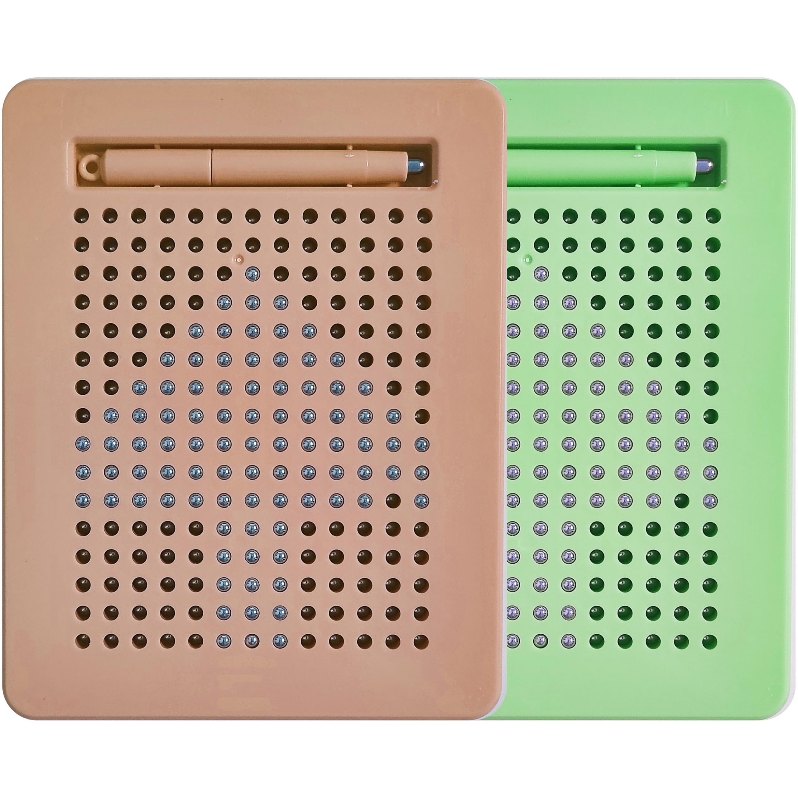 LUSTERMOON 2 Pcs Magnetic Drawing Board for Kids with Magnet Stylus Pen and Beads, Toddler Doodle & Sketch Toys for Girls & Boys, Stress Relief Toy, Educational & Fun for Toddlers (Brown)
