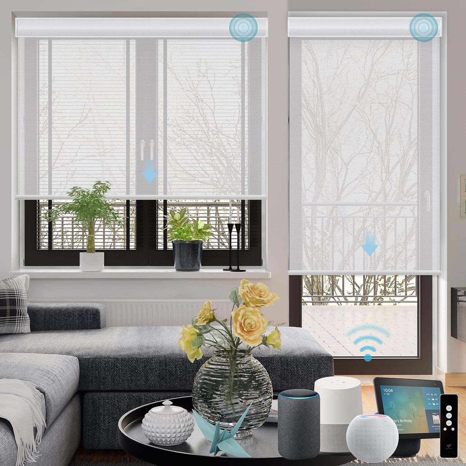 SmartWings Motorized Light Filtering Roller Shades Work with HomeKit Matter Zigbee Z-Wave, Smart Window Blinds, Wireless Electirc Window Shades with Remote Control, Customized, 50% PVC Free White SmartWings Motorized Light Filtering Roller Shades Work with HomeKit Matter Zigbee Z-Wave, Smart Window Blinds, Wireless Electirc Window Shades with Remote Control, Customized, 50% PVC Free White