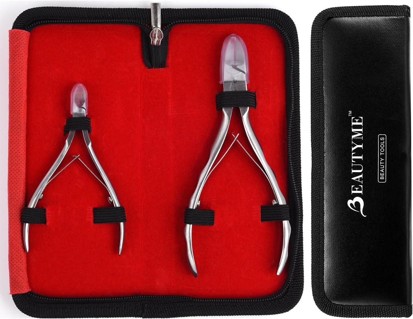 Nail Clipper Toenail Clipper Cuticle Nipper with Store Case-2 Pcs BeautyMe Professional Nail Nipper for Thick and Ingrown Toenails - Cuticle Nipper Cutter-Removes Dead Skin-Surgical Grade